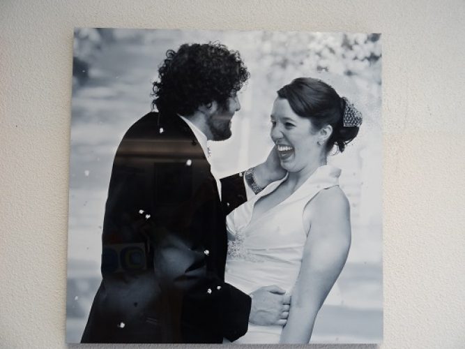 Acrylic Print Black and White-Wedding Couple Acrylic print in black and white of wedding couple.