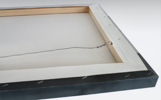 Image shows back of mount framing for canvas prints.