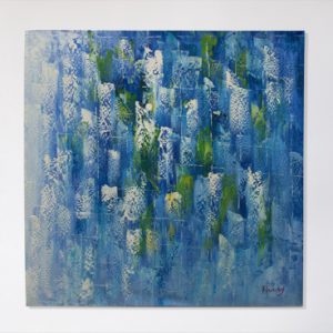 Canvas print abstract image with blue background.