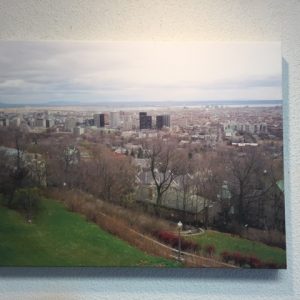 Canvas print of view of city from hilltop.