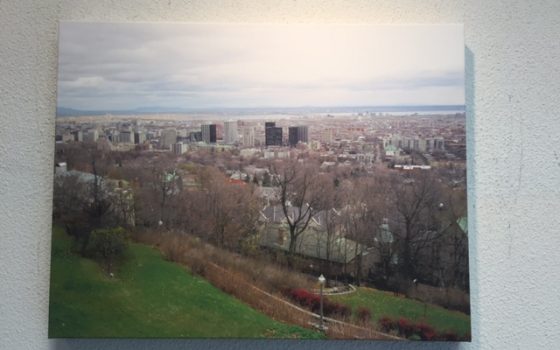 Canvas print of view of city from hilltop.