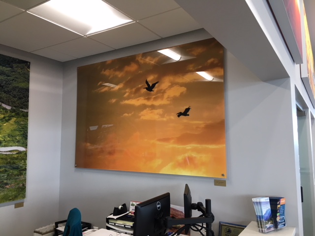 red pictures on glass