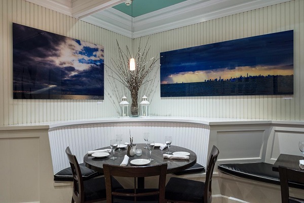 commercial acrylic prints hanging in a restaurant