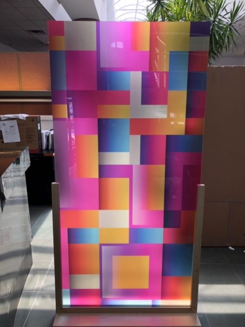 acrylic panel room dividers in a wooden frame