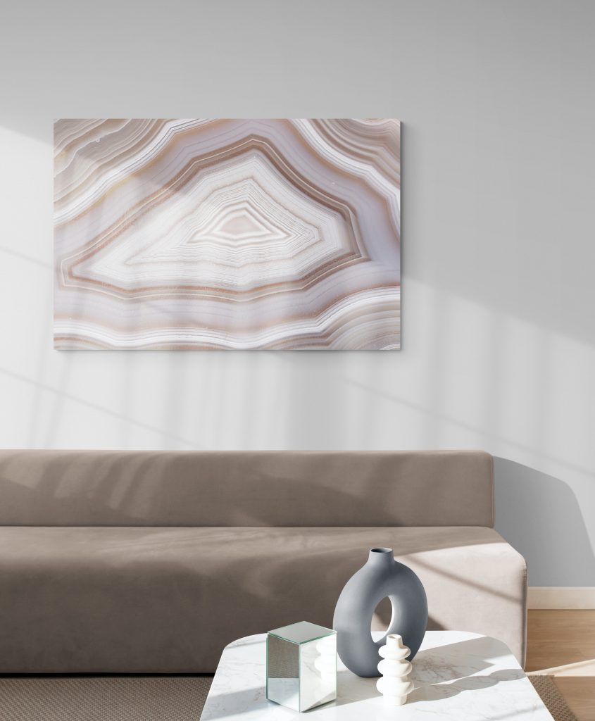 geode decor in living room