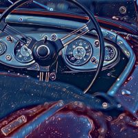 Abstract Acrylic Art Print: Blue Wheel