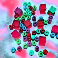 Abstract Acrylic Art Print: Doughnuts and Squares