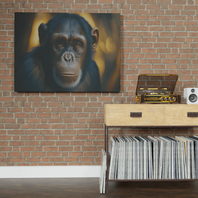 Wildlife Portraits_21_Chimpanzee_Primate Playtime_BrickWall_Mockup