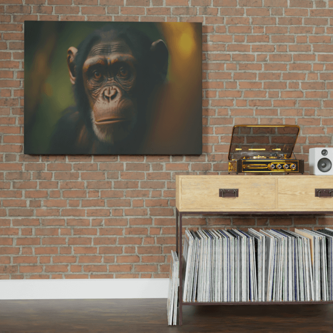 Wildlife Portraits_23_Chimpanzee 3_Chimp Chat_BrickWall_Mockup