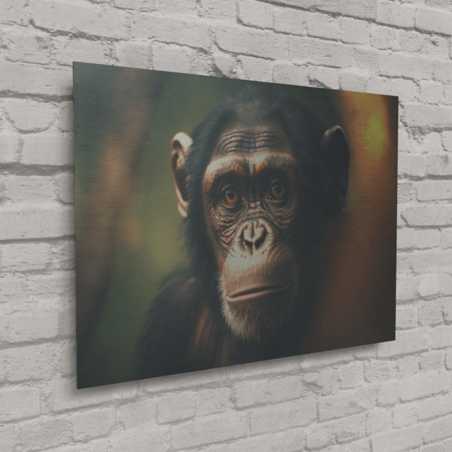 Wildlife Portraits_23_Chimpanzee 3_Chimp Chat_Brushed_Metal_Mockup