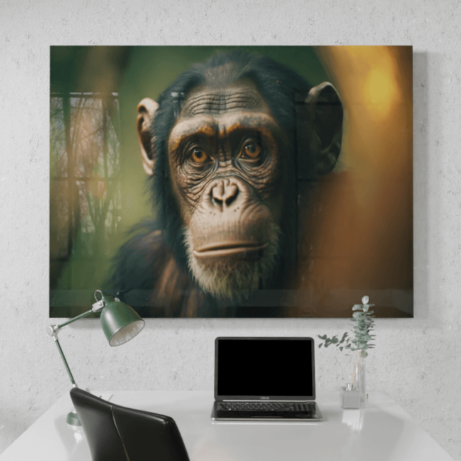 Wildlife Portraits_23_Chimpanzee 3_Chimp Chat_Desk_Mockup