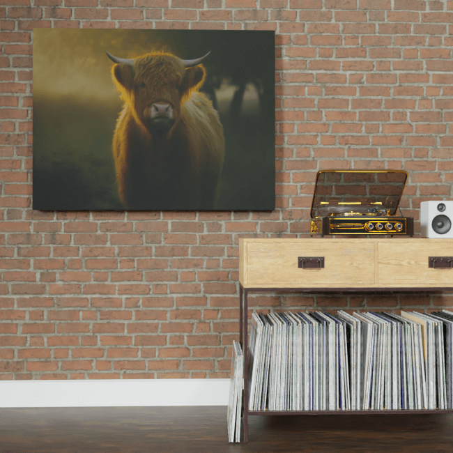 Wildlife Portraits_45_Highland Cow 3_Bovine Beauty_BrickWall_Mockup