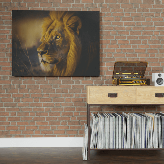 Wildlife Portraits_54_Lion 3_Jungle Monarch_BrickWall_Mockup