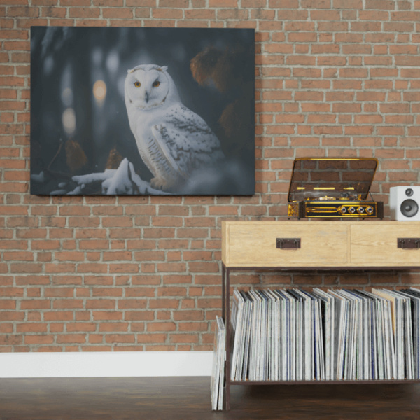 Wildlife Portraits_83_White Owl 1_Arctic Owl_BrickWall_Mockup