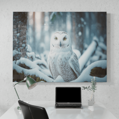 Wildlife Portraits_85_White Owl 3_Snowy Sentinel_Desk_Mockup