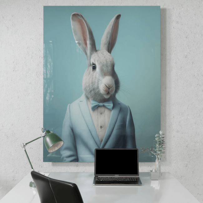 Furry Fashionistas156_Blue Suit Bunny_Desk