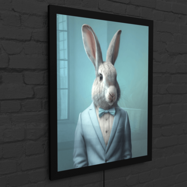 Furry Fashionistas156_Blue Suit Bunny_LED_Snap_Frame