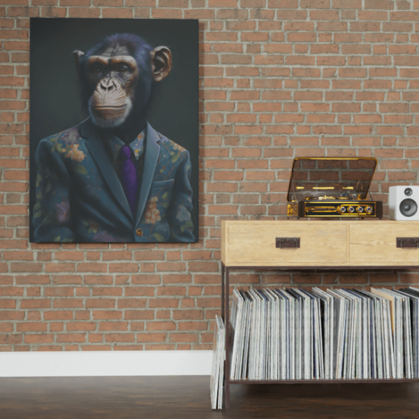 Furry Fashionistas77_Charming Chimpanzee_Brick_wall