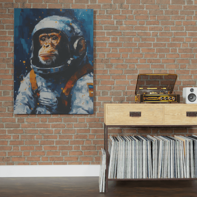 Astronaut Ape_Oil Painting Portraits_4_Brick_wall_Mockup