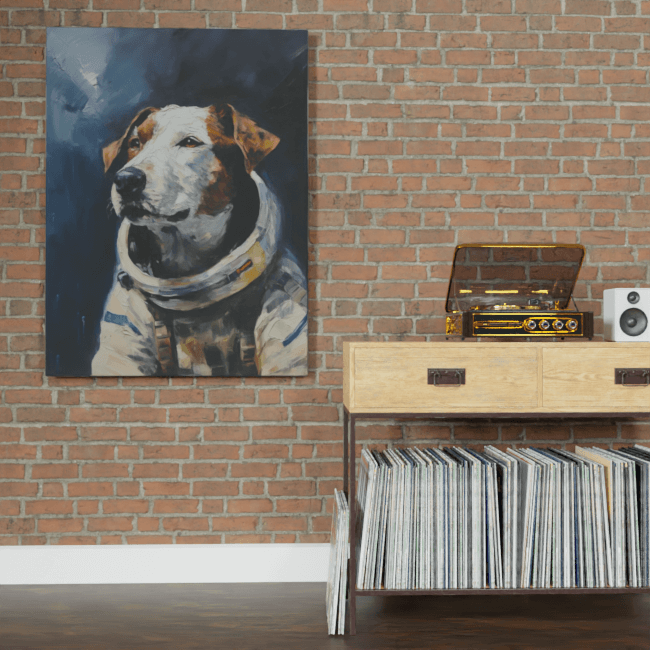 Astronaut Dog_Oil Painting Portraits_5_Brick_wall_Mockup