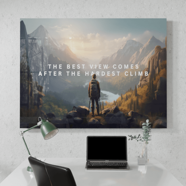 Big Acrylic_Motivational Masterpieces_4_ the best view comes after the hardest climb_Desk_Mockup
