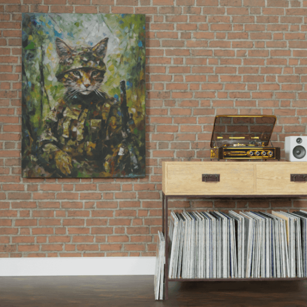 Cat Soldier_Oil Painting Portraits_3_Brick_wall_Mockup