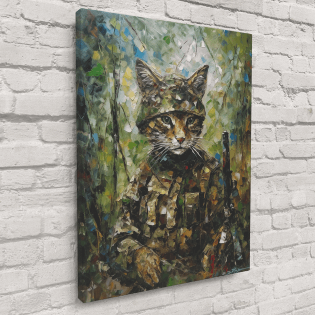 Cat Soldier_Oil Painting Portraits_3_Canvas_Mockup