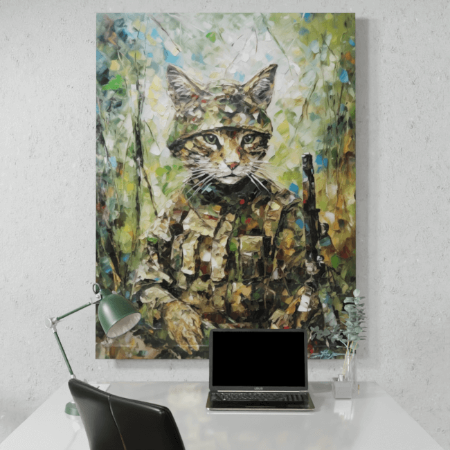 Cat Soldier_Oil Painting Portraits_3_Desk_Mockup
