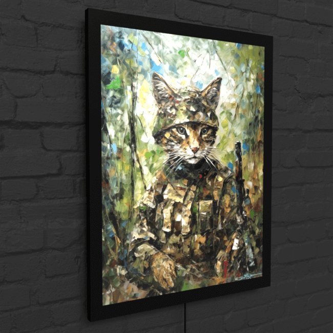 Cat Soldier_Oil Painting Portraits_3_LED_Snap_Mockup