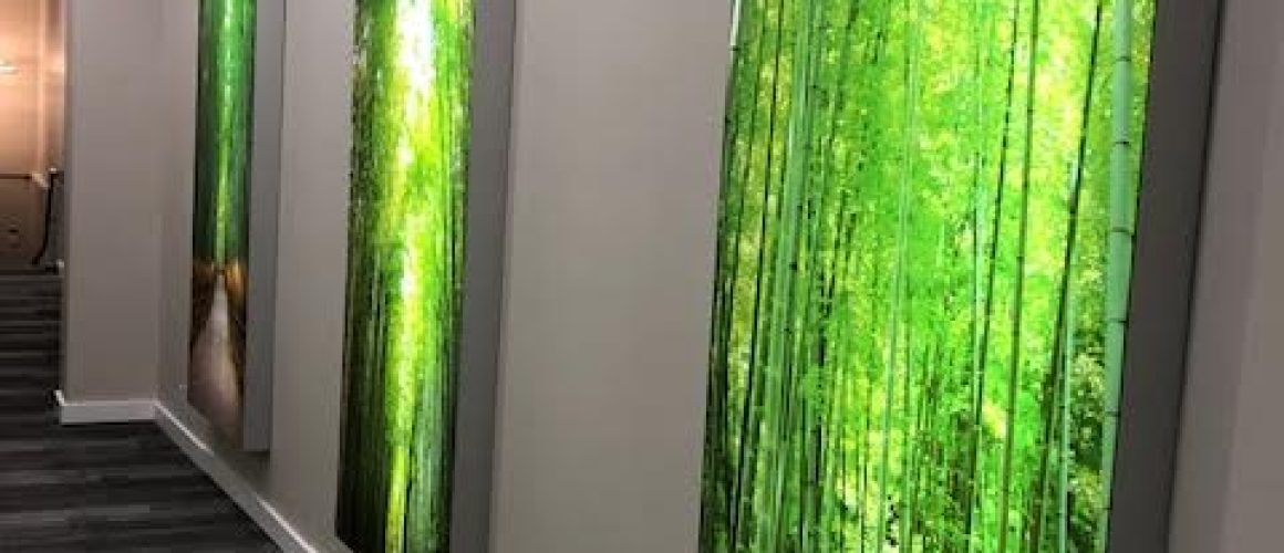 Backlit fabric in dental office