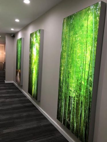 Backlit fabric in dental office