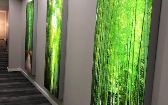 Backlit fabric in dental office