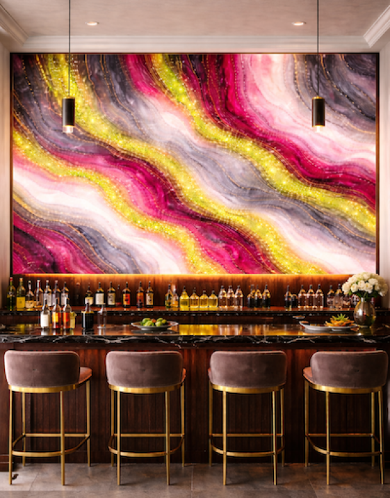Luxurious home bar with glowing onyx wall (2)